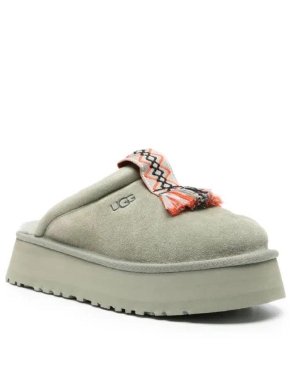 UGG Women's Sage Green Suede Platform Slippers Size 7